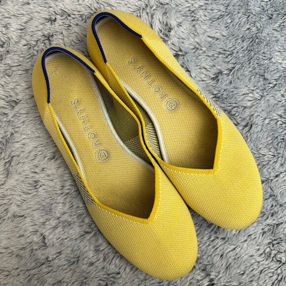 Rothy's The Flat Slip On Shoes Yellow Knit Flats Women's 11 Casual Washable - Picture 1 of 11